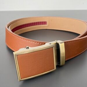 Nexbelt Precise Fit Ratchet Brown Leather Belt Gold Tone Buckle size 28” - 35”